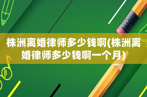 株洲離婚律師多少錢啊(株洲離婚律師多少錢啊一個(gè)月)