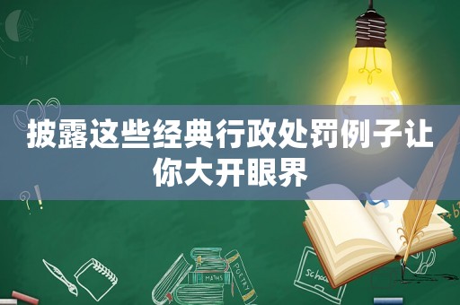 披露這些經(jīng)典行政處罰例子讓你大開眼界