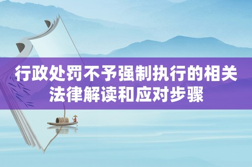 行政處罰不予強制執(zhí)行的相關(guān)法律解讀和應對步驟