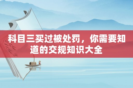 科目三買過被處罰，你需要知道的交規(guī)知識大全