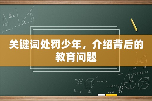 關(guān)鍵詞處罰少年，介紹背后的教育問題