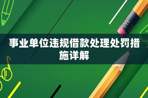 事業(yè)單位違規(guī)借款處理處罰措施詳解