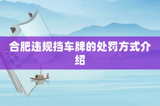 合肥違規(guī)擋車牌的處罰方式介紹