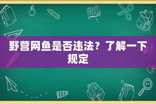 野營網(wǎng)魚是否違法？了解一下規(guī)定