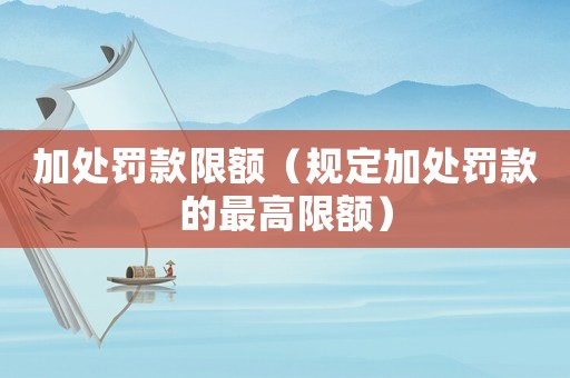 加處罰款限額（規(guī)定加處罰款的最高限額）