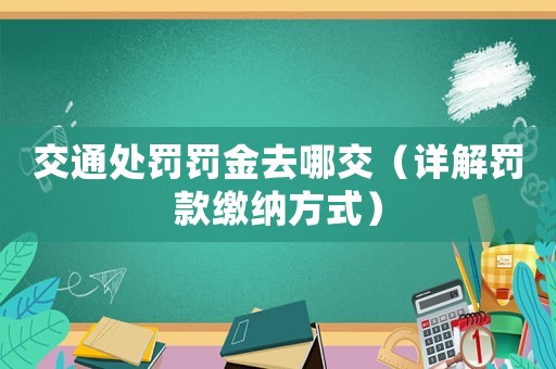 交通處罰罰金去哪交（詳解罰款繳納方式）