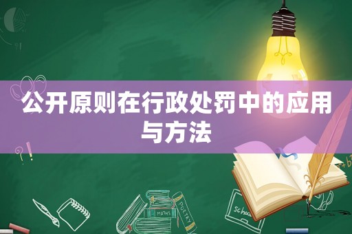 公開(kāi)原則在行政處罰中的應(yīng)用與方法