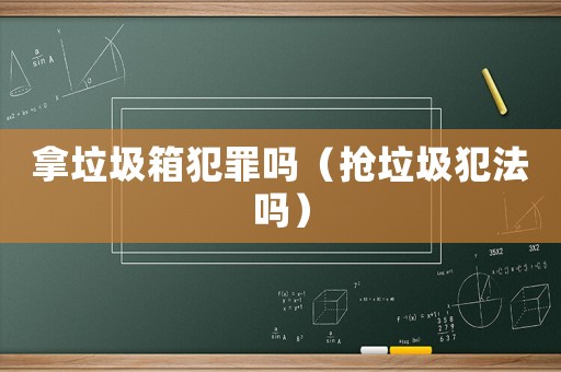 拿垃圾箱犯罪嗎（搶垃圾犯法嗎）