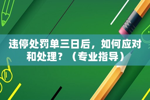 違停處罰單三日后，如何應(yīng)對(duì)和處理？（專(zhuān)業(yè)指導(dǎo)）