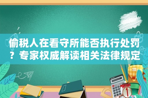 偷稅人在看守所能否執(zhí)行處罰？專家權(quán)威解讀相關(guān)法律規(guī)定