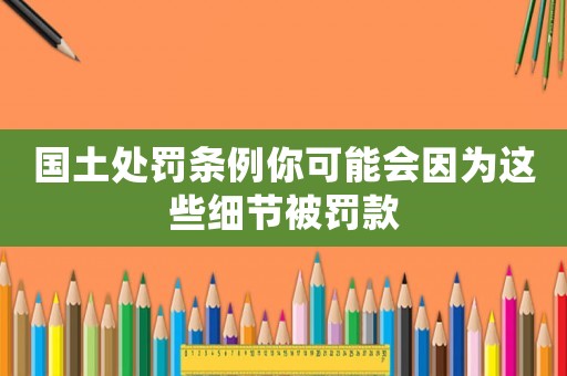 國土處罰條例你可能會因為這些細節(jié)被罰款