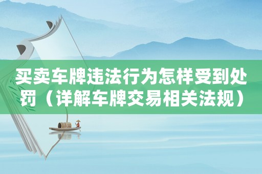 買賣車牌違法行為怎樣受到處罰（詳解車牌交易相關(guān)法規(guī)）