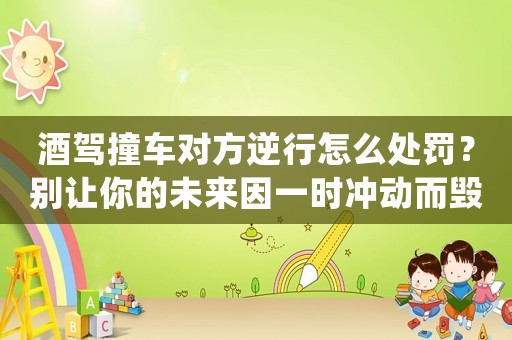 酒駕撞車對方逆行怎么處罰？別讓你的未來因一時沖動而毀了
