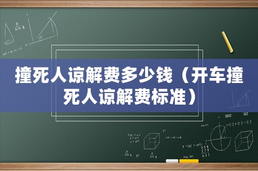 撞死人諒解費(fèi)多少錢(qián)（開(kāi)車(chē)撞死人諒解費(fèi)標(biāo)準(zhǔn)）