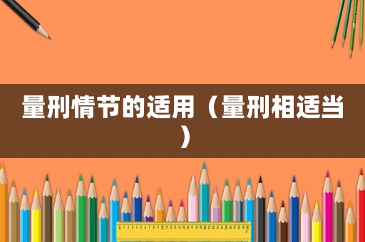 量刑情節(jié)的適用（量刑相適當(dāng)）