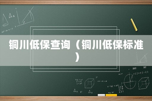 銅川低保查詢（銅川低保標(biāo)準(zhǔn)）