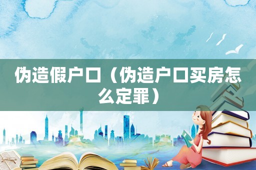 偽造假戶口（偽造戶口買房怎么定罪）