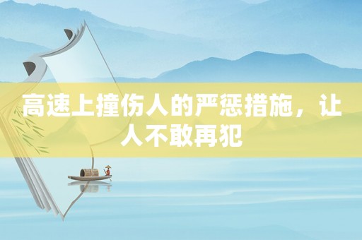 高速上撞傷人的嚴(yán)懲措施，讓人不敢再犯