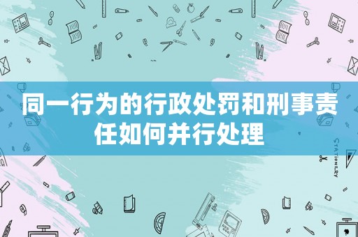 同一行為的行政處罰和刑事責(zé)任如何并行處理