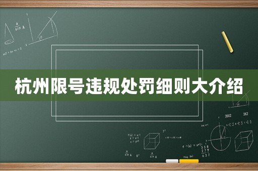 杭州限號違規(guī)處罰細則大介紹