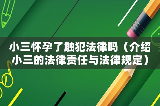 小三懷孕了觸犯法律嗎（介紹小三的法律責(zé)任與法律規(guī)定）