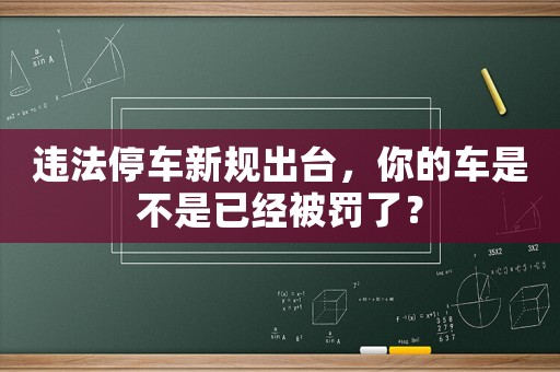 違法停車新規(guī)出臺，你的車是不是已經(jīng)被罰了？