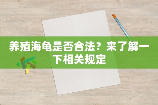 養(yǎng)殖海龜是否合法？來了解一下相關規(guī)定