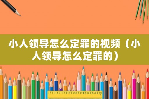 小人領(lǐng)導怎么定罪的視頻（小人領(lǐng)導怎么定罪的）