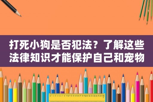 打死小狗是否犯法？了解這些法律知識才能保護自己和寵物