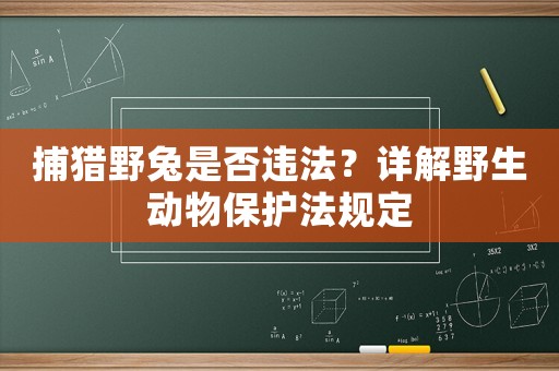 捕獵野兔是否違法？詳解野生動(dòng)物保護(hù)法規(guī)定
