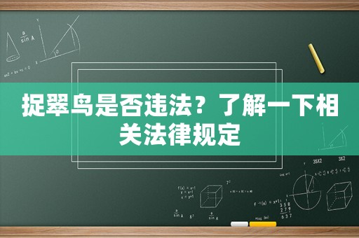 捉翠鳥是否違法？了解一下相關(guān)法律規(guī)定