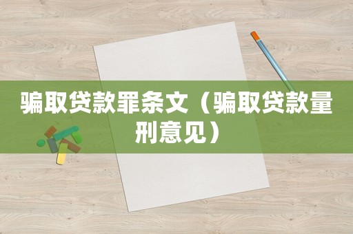 騙取貸款罪條文（騙取貸款量刑意見）