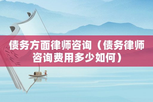 債務(wù)方面律師咨詢（債務(wù)律師咨詢費(fèi)用多少如何）
