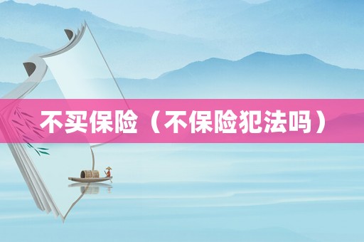 不買保險(xiǎn)（不保險(xiǎn)犯法嗎）