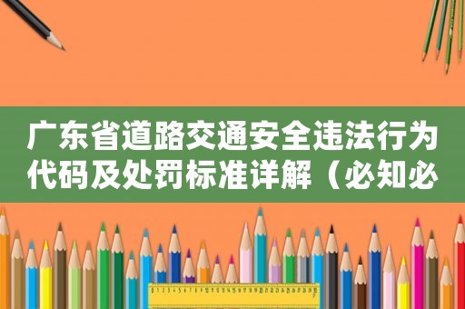 廣東省道路交通安全違法行為代碼及處罰標(biāo)準(zhǔn)詳解（必知必會的交通規(guī)則）