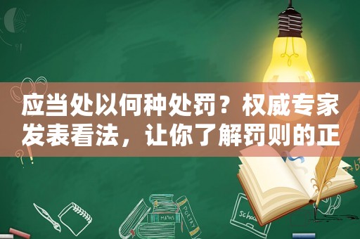應(yīng)當(dāng)處以何種處罰？權(quán)威專家發(fā)表看法，讓你了解罰則的正解