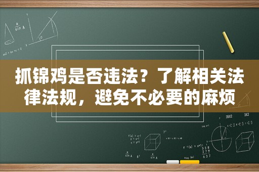 抓錦雞是否違法？了解相關(guān)法律法規(guī)，避免不必要的麻煩