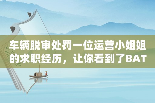 車輛脫審處罰一位運營小姐姐的求職經(jīng)歷，讓你看到了BAT等一線互聯(lián)網(wǎng)公司的真相