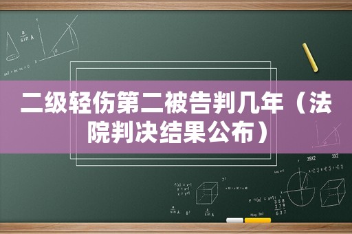 二級(jí)輕傷第二被告判幾年（法院判決結(jié)果公布）