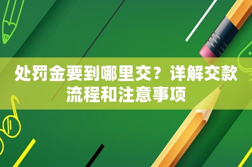 處罰金要到哪里交？詳解交款流程和注意事項(xiàng)