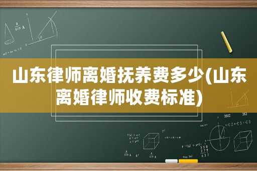 山東律師離婚撫養(yǎng)費多少(山東離婚律師收費標準)
