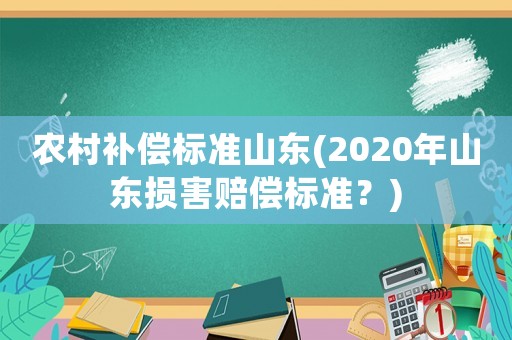 農(nóng)村補償標準山東(2020年山東損害賠償標準？)