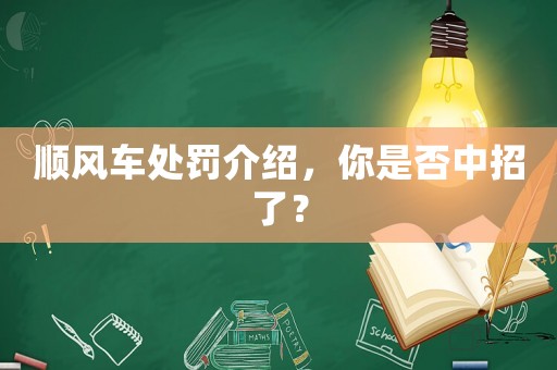 順風(fēng)車處罰介紹，你是否中招了？