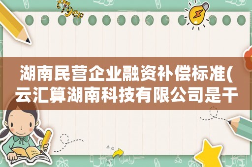 湖南民營企業(yè)融資補償標(biāo)準(zhǔn)(云匯算湖南科技有限公司是干嘛的)