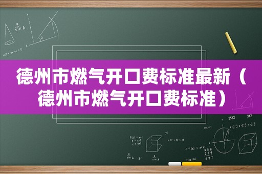 德州市燃氣開口費標準最新（德州市燃氣開口費標準）