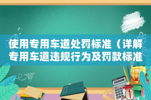 使用專用車道處罰標(biāo)準(zhǔn)（詳解專用車道違規(guī)行為及罰款標(biāo)準(zhǔn)）