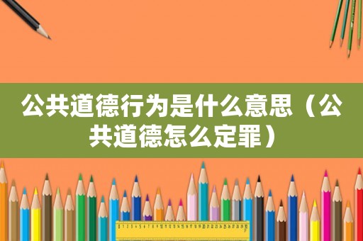 公共道德行為是什么意思（公共道德怎么定罪）
