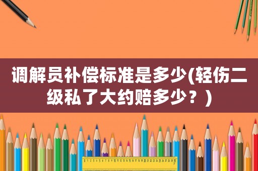 調(diào)解員補償標準是多少(輕傷二級私了大約賠多少？)