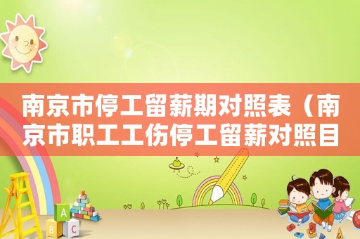 南京市停工留薪期對照表（南京市職工工傷停工留薪對照目錄）