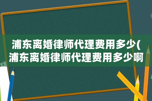浦東離婚律師代理費(fèi)用多少(浦東離婚律師代理費(fèi)用多少啊)